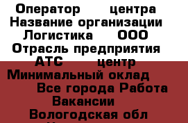 Оператор Call-центра › Название организации ­ Логистика365, ООО › Отрасль предприятия ­ АТС, call-центр › Минимальный оклад ­ 15 000 - Все города Работа » Вакансии   . Вологодская обл.,Череповец г.